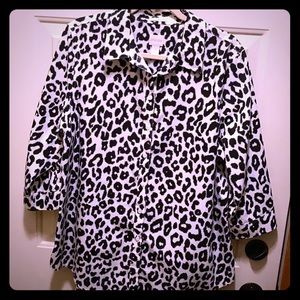Chico’s black and white leopard print shirt Sz 3